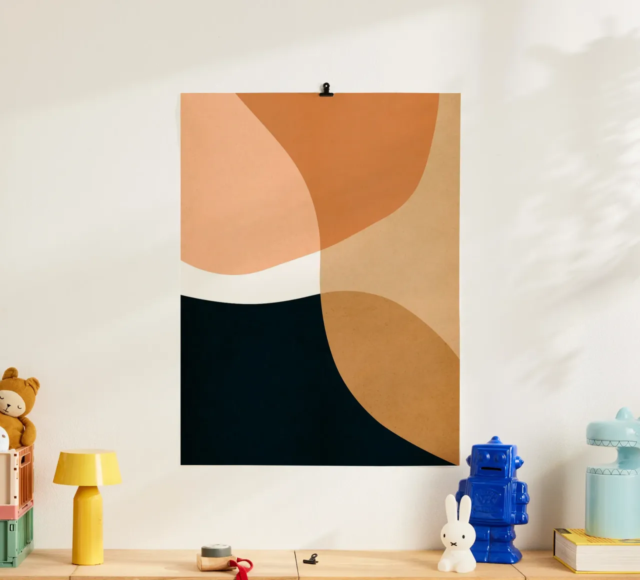 Boho abstracto poster con marco de madera de Robert W Wakefield