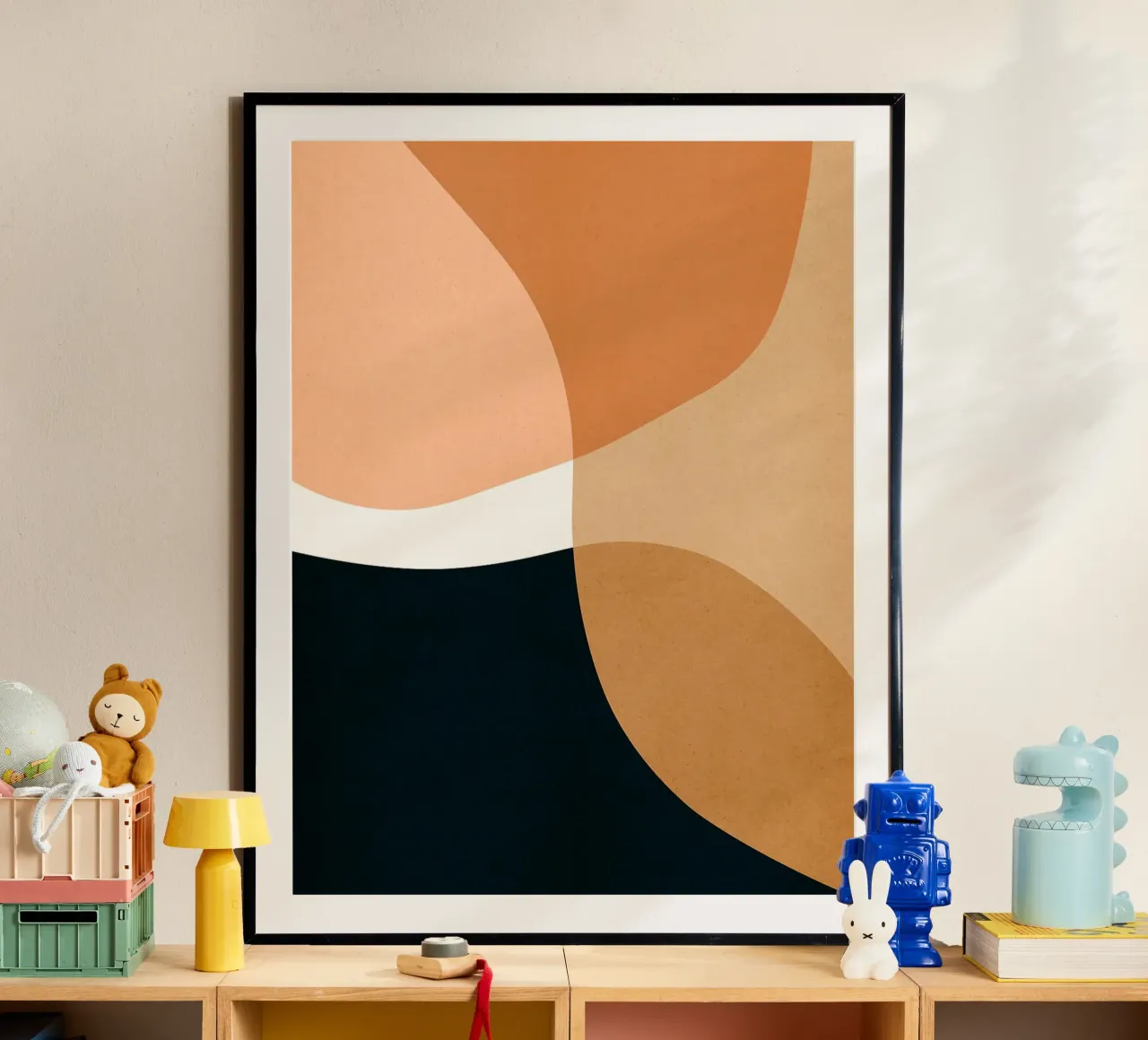 Boho abstracto poster con marco de madera de Robert W Wakefield