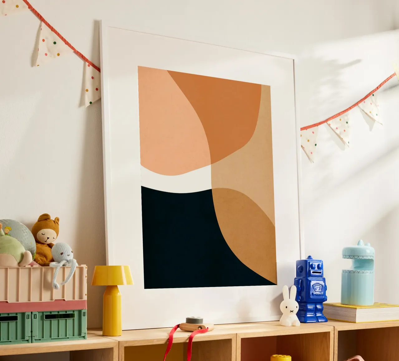Boho abstracto poster con marco de madera de Robert W Wakefield