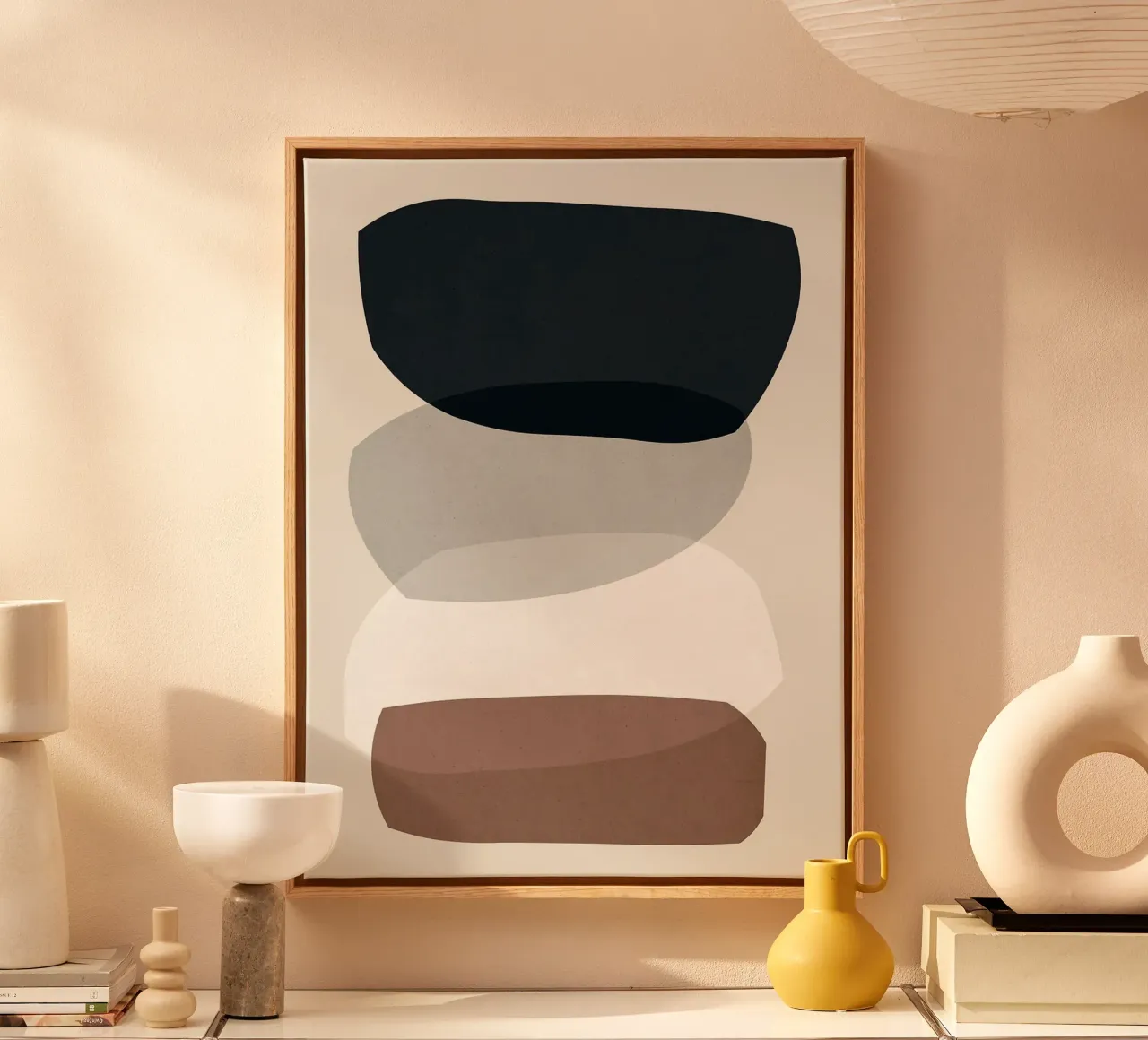 Abstract figures canvas with Floater frame by ColorShop