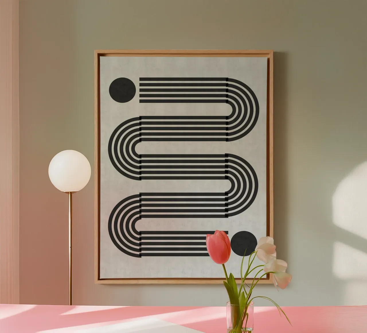 Minimalist lines canvas with Floater frame by Rick Thompson