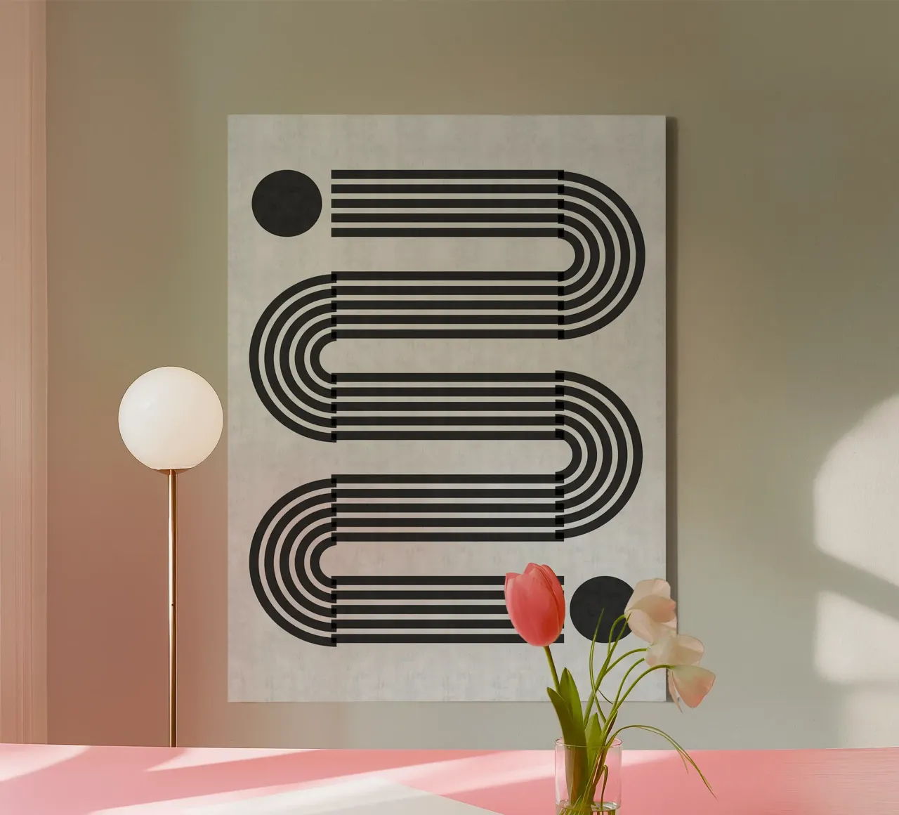 Minimalist lines canvas with Floater frame by Rick Thompson
