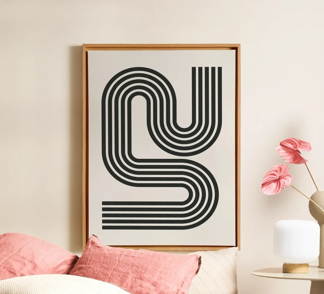 Minimalist lines canvas with Floater frame by Rick Thompson