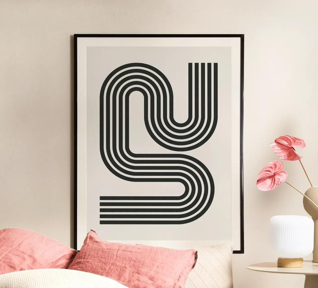 Linee minimaliste poster con telaio in legno da Rick Thompson