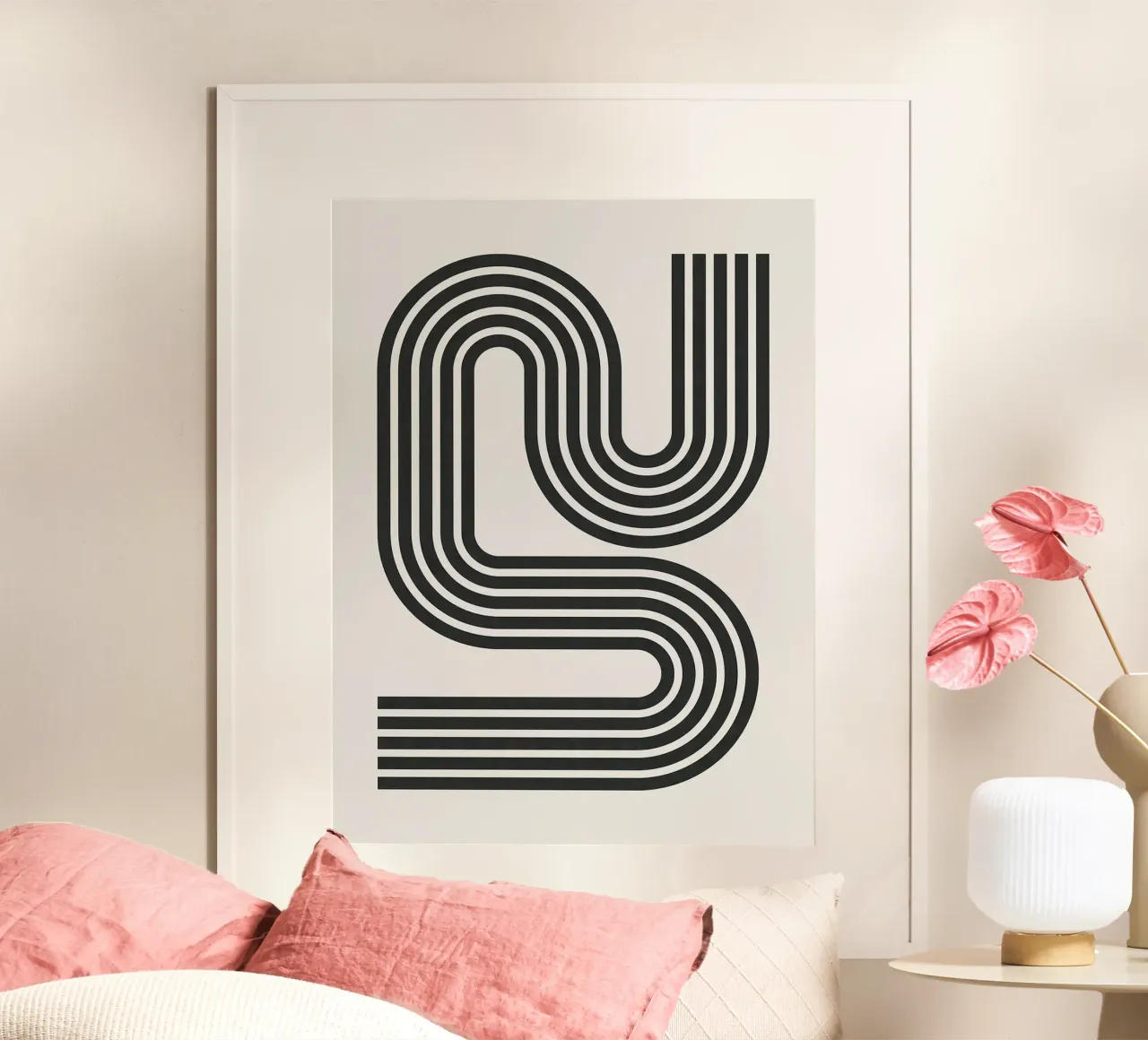 Linee minimaliste poster con telaio in legno da Rick Thompson