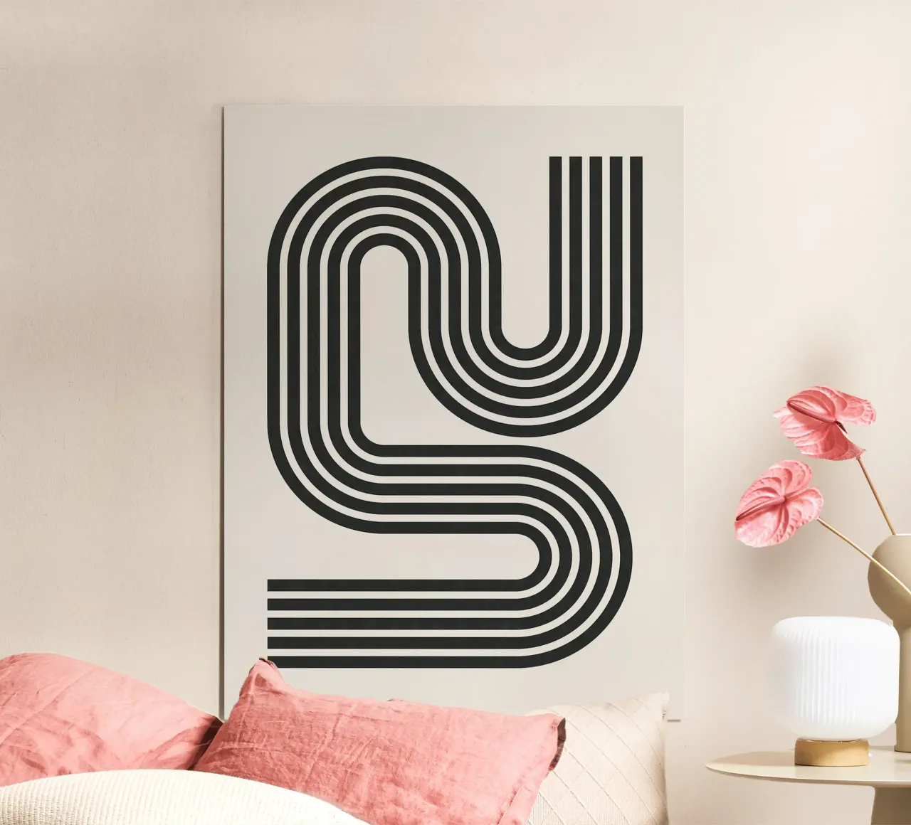 Linee minimaliste poster con telaio in legno da Rick Thompson