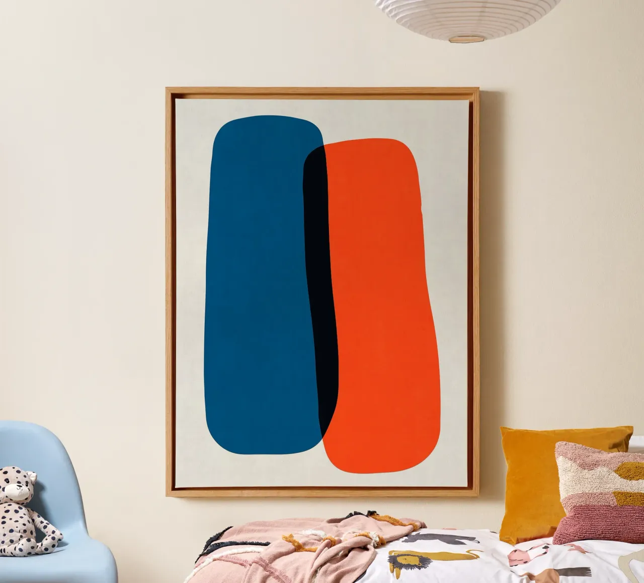 blue and red canvas with Floater frame by Rick Thompson