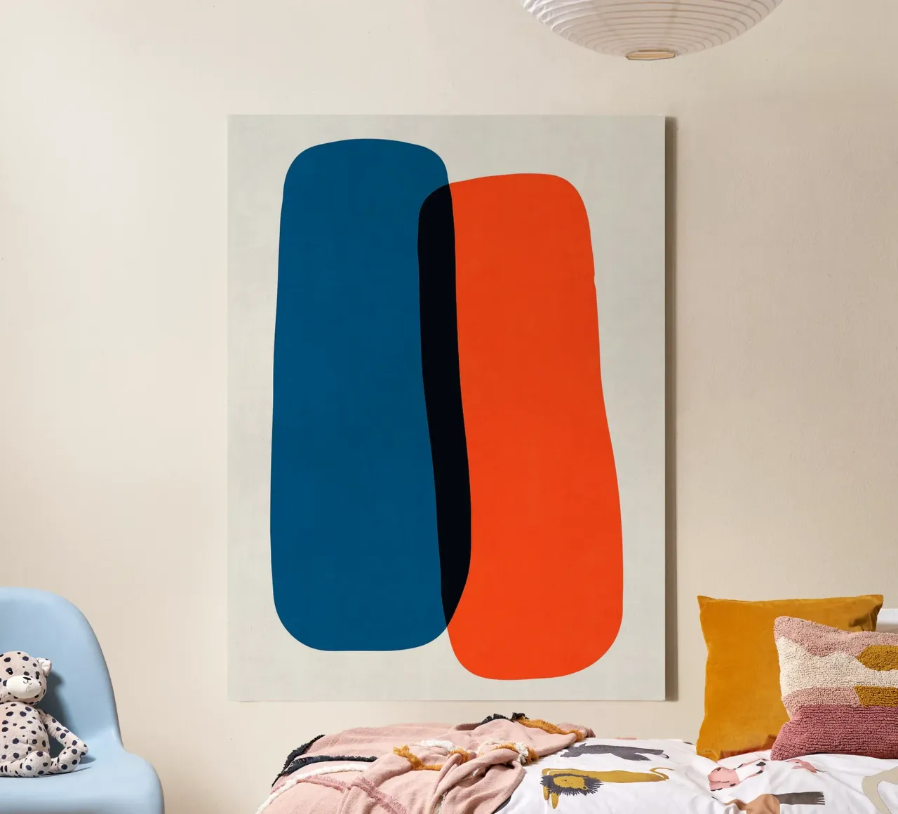blue and red canvas with Floater frame by Rick Thompson