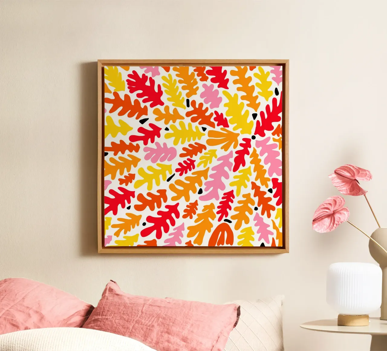 Matisse inspired colorful summer seaweed No2 canvas with Floater frame by TijanaArtStudio88