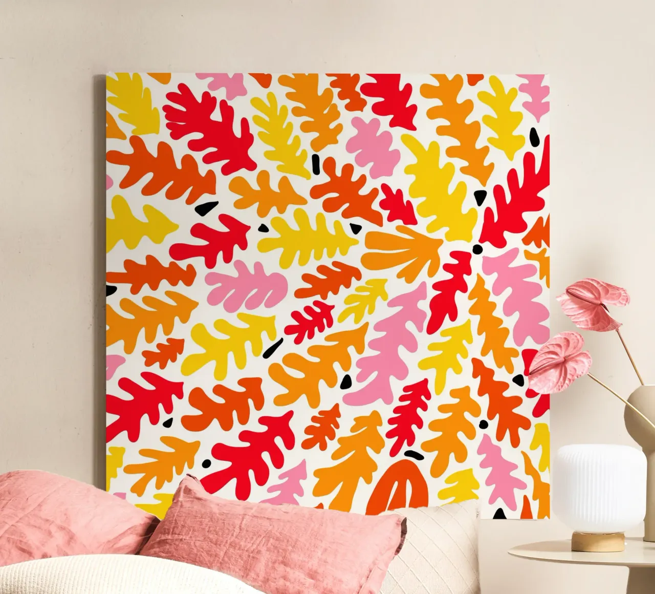 Matisse inspired colorful summer seaweed No2 canvas with Floater frame by TijanaArtStudio88