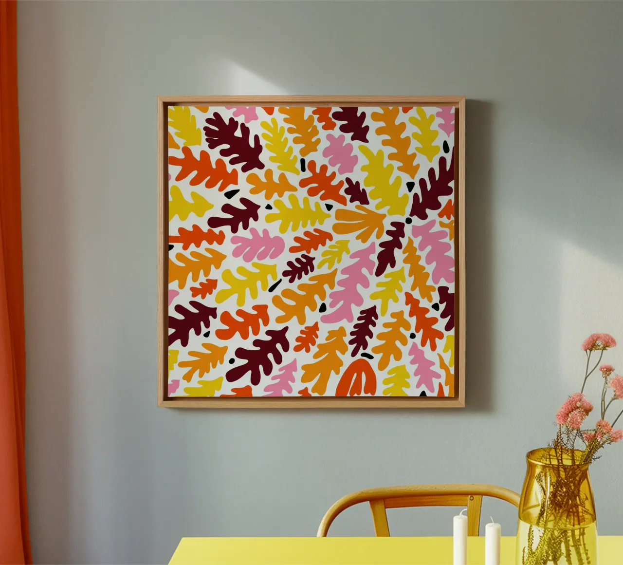 Matisse inspired colorful summer seaweed No3 canvas with Floater frame by TijanaArtStudio88