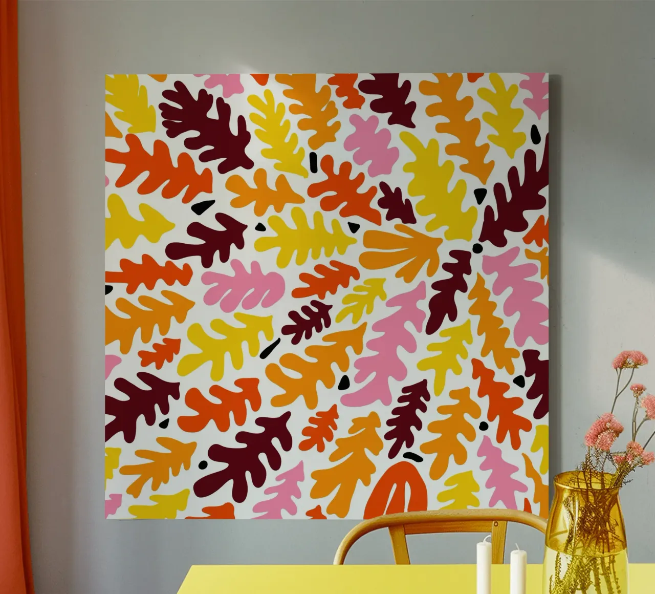 Matisse inspired colorful summer seaweed No3 canvas with Floater frame by TijanaArtStudio88
