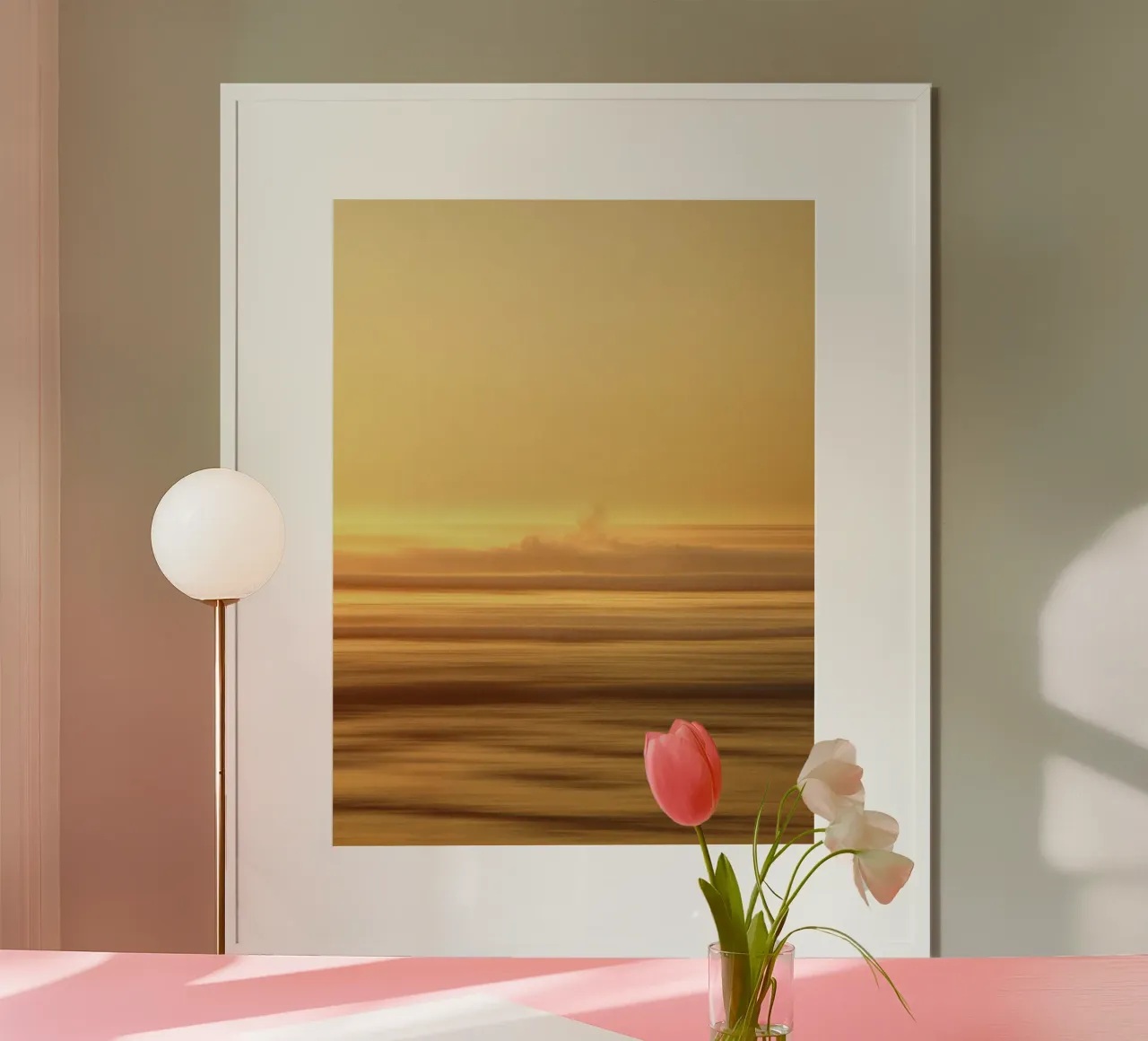 Waves of Gold poster con telaio in alluminio da Thilo Grøsch
