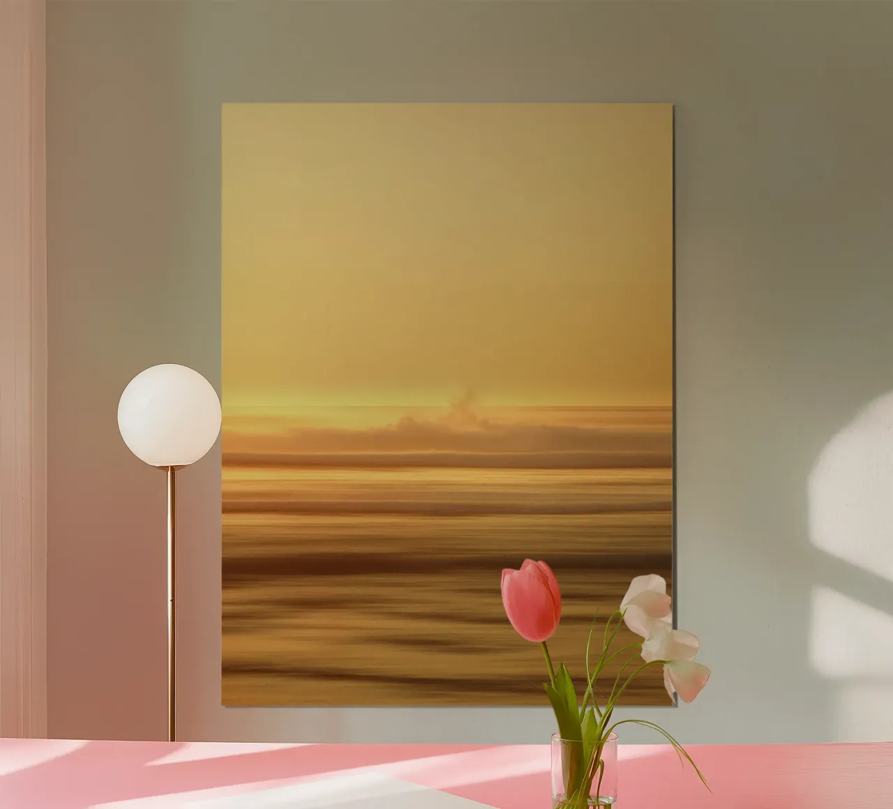 Waves of Gold poster con telaio in alluminio da Thilo Grøsch