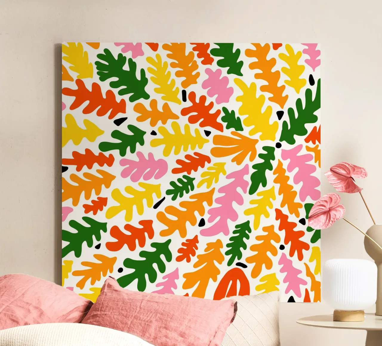 Matisse inspired colorful summer seaweed No4 canvas with Floater frame by TijanaArtStudio88