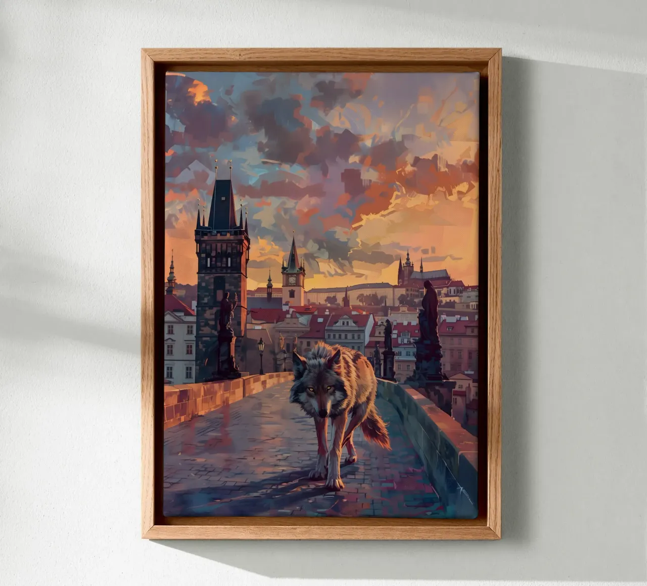 Lupo di Praga arte mistica fantasy tela con Cornice a cassetta da WILD ART