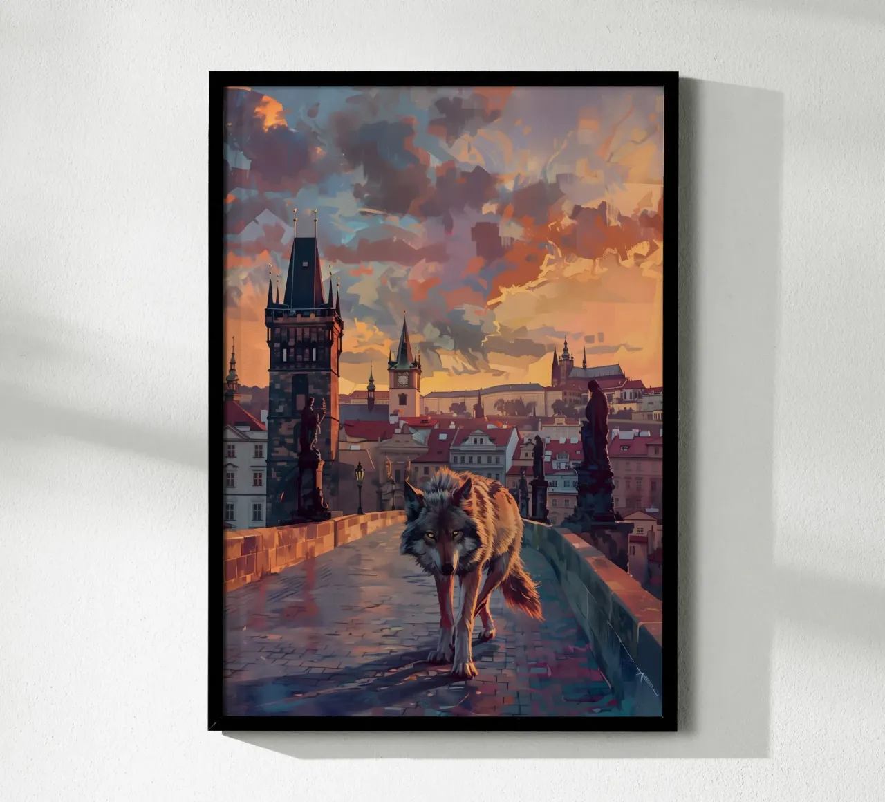 Lupo di Praga arte mistica fantasy poster con telaio in alluminio da WILD ART