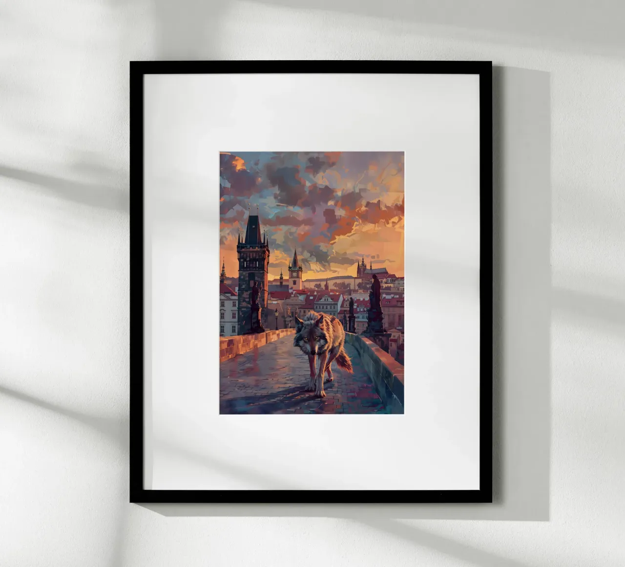 Lupo di Praga arte mistica fantasy poster con telaio in alluminio da WILD ART