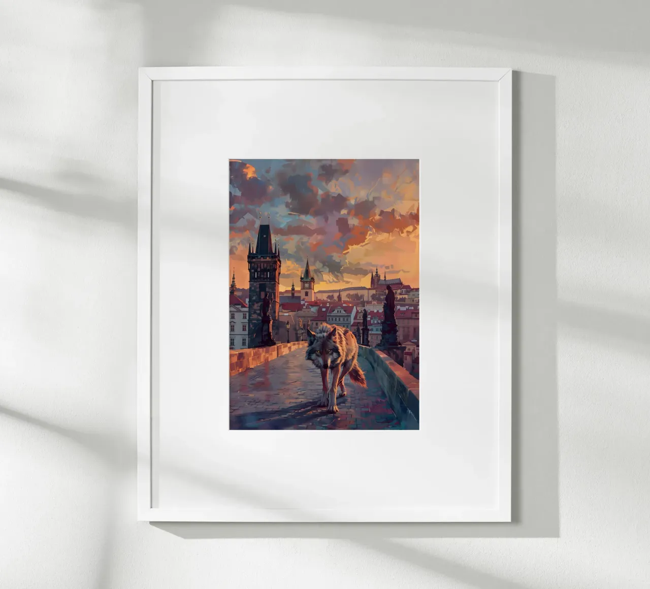 Lupo di Praga arte mistica fantasy poster con telaio in alluminio da WILD ART