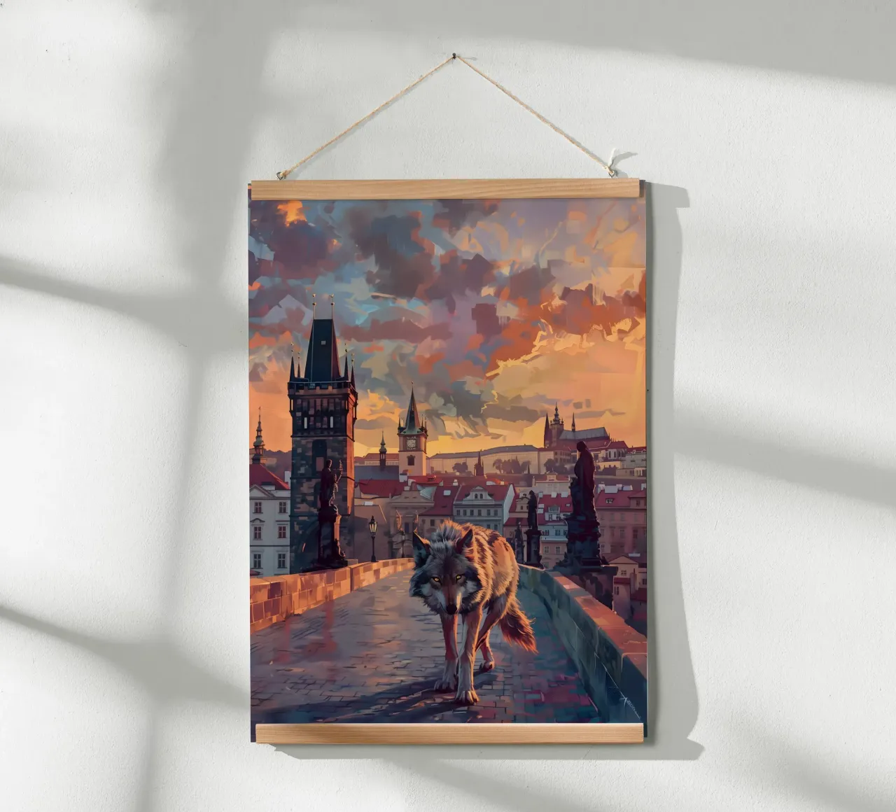 Lupo di Praga arte mistica fantasy poster con telaio in alluminio da WILD ART