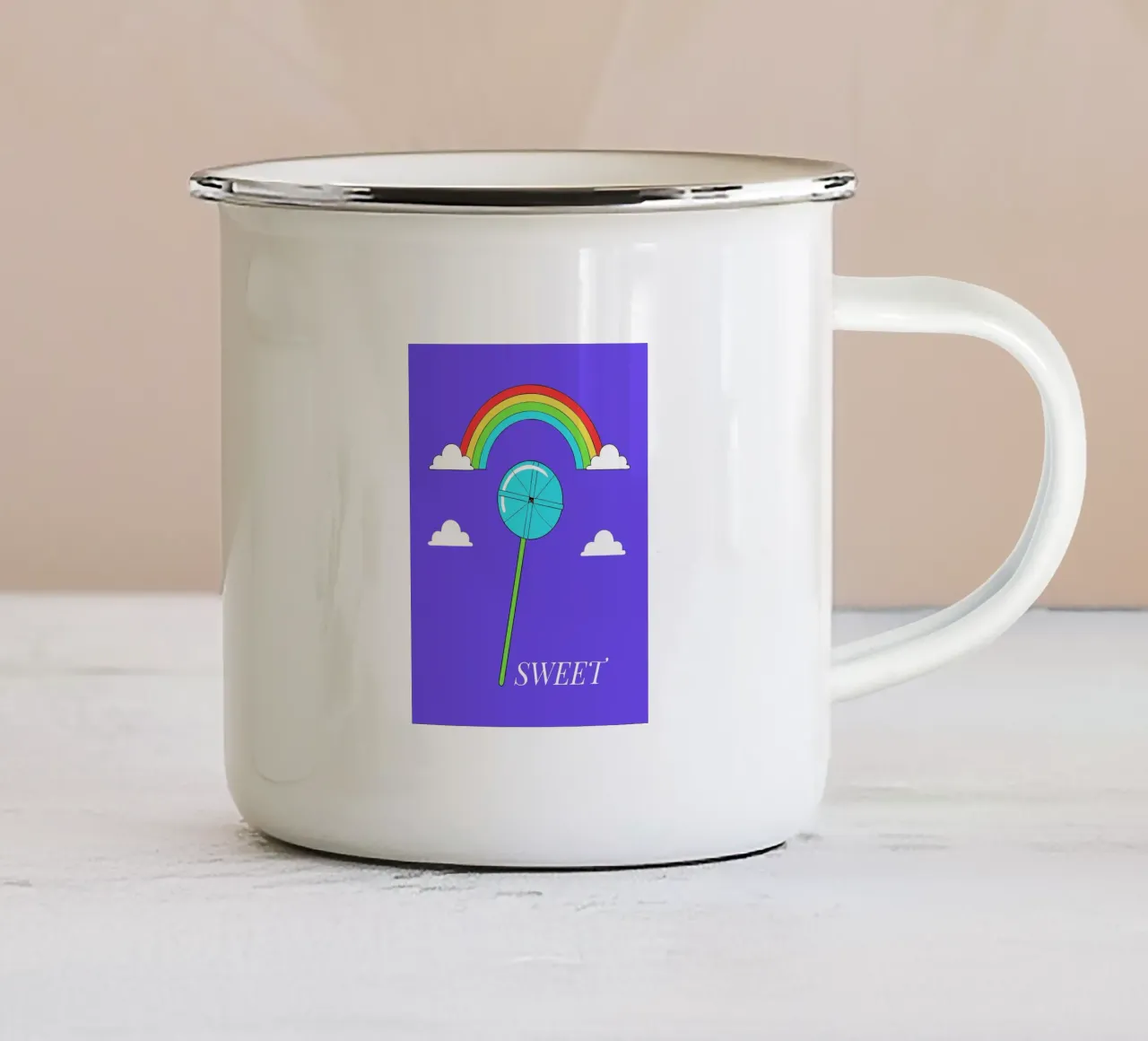 Caramelle e arcobaleno tazza in smalto da OUR SHOP