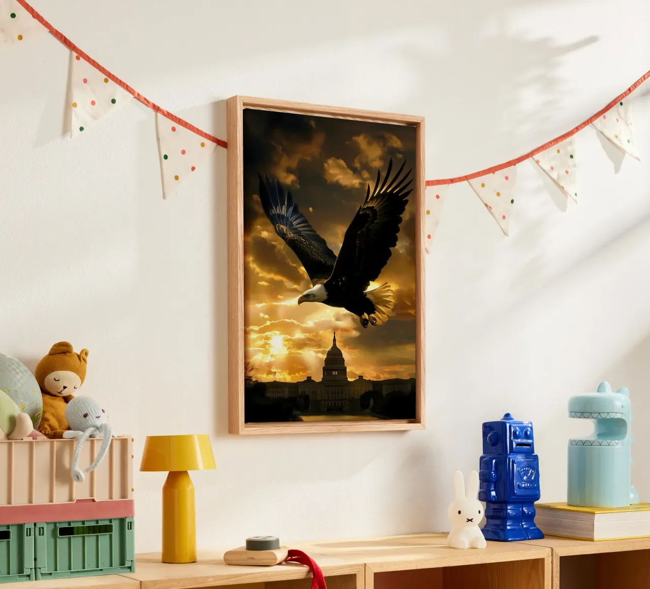 Adelaar Washington Capitool mystieke fantasiekunst canvas met Baklijst van WILD ART