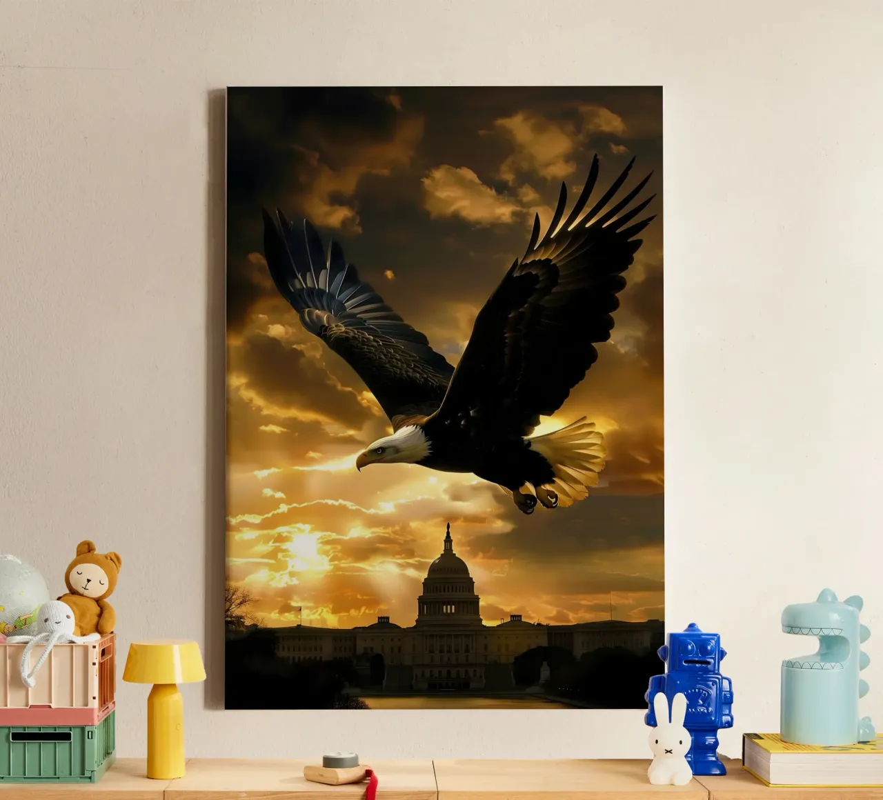 Adelaar Washington Capitool mystieke fantasiekunst canvas met Baklijst van WILD ART