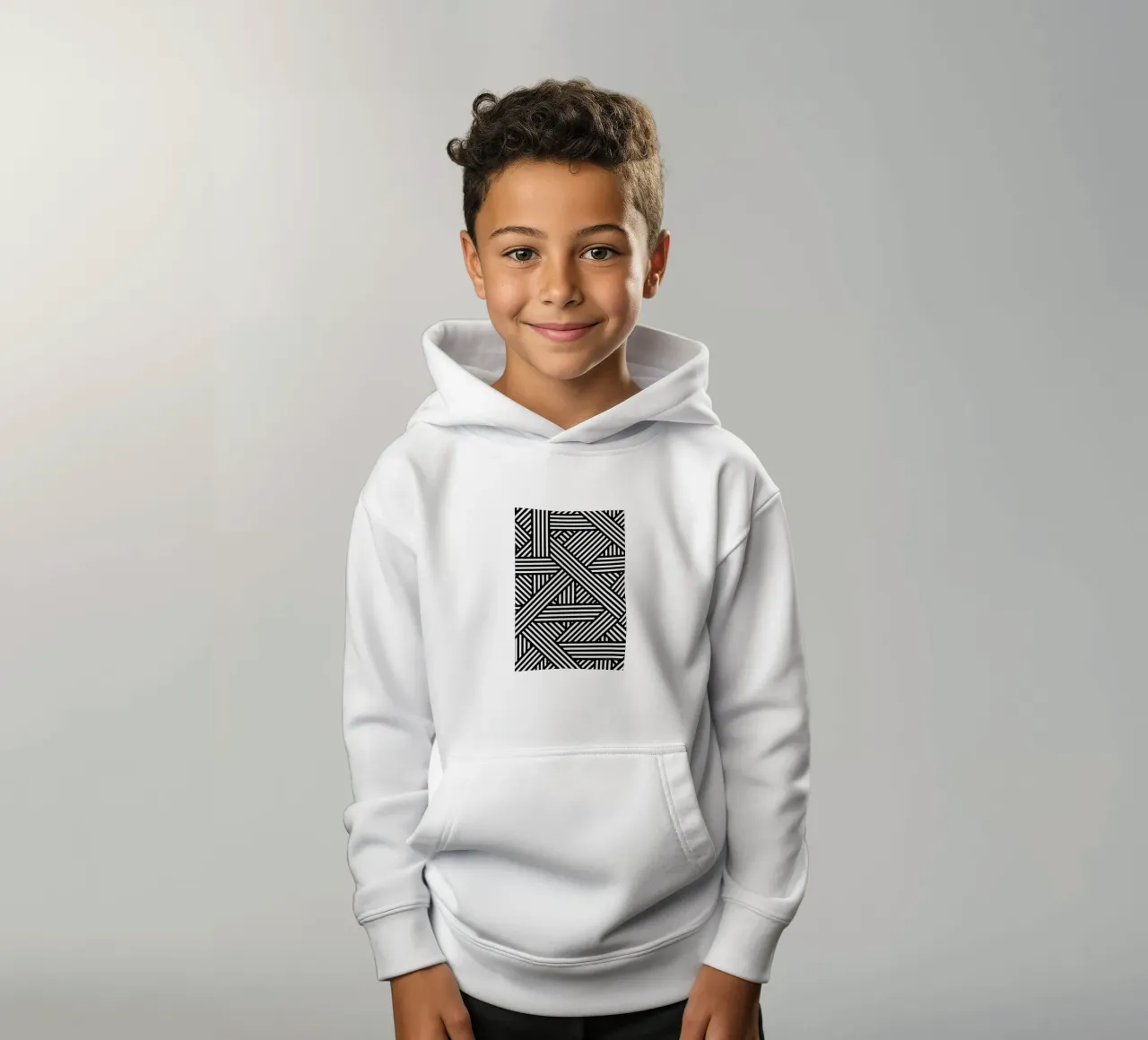 B&W Lines felpa bambino con cappuccio da The Wall Shop