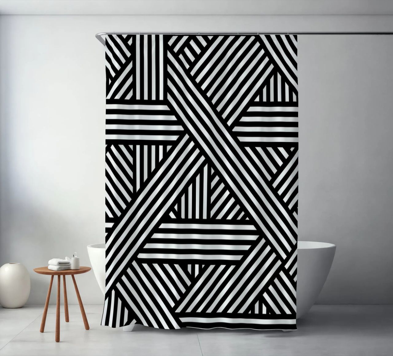 B&W Lines Duschvorhang von The Wall Shop