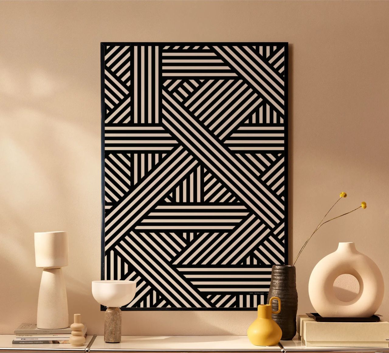 B&W Lines Poster von The Wall Shop