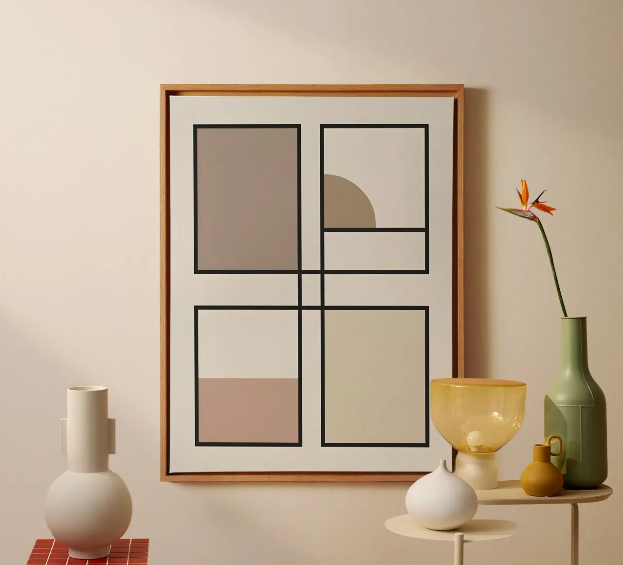 Rectangle Grid canvas with Floater frame by The Green Room