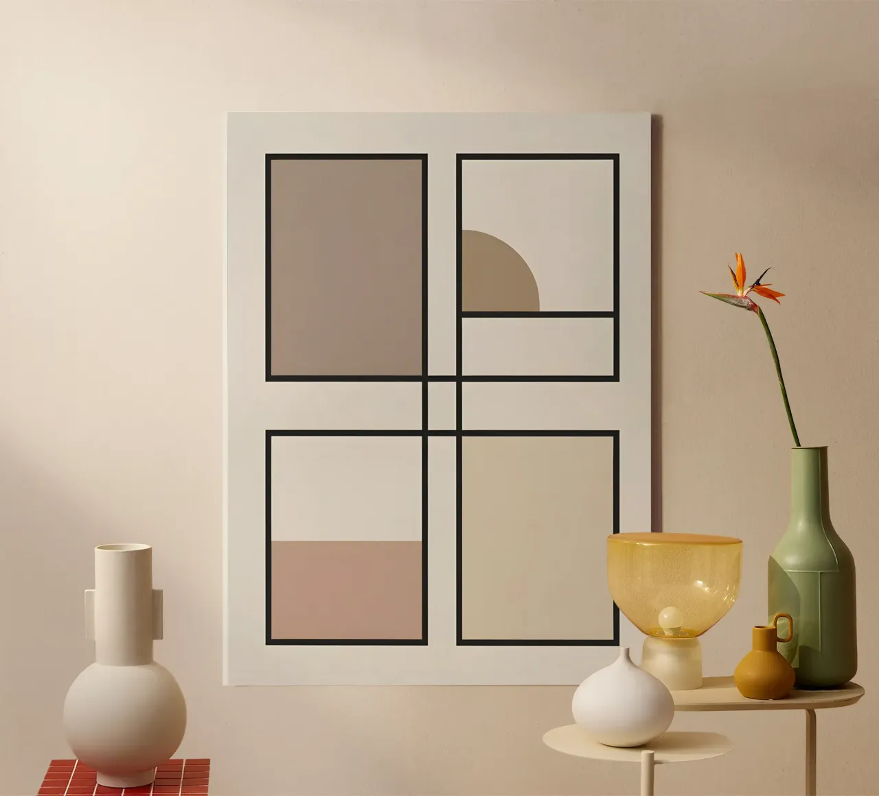 Rectangle Grid canvas with Floater frame by The Green Room