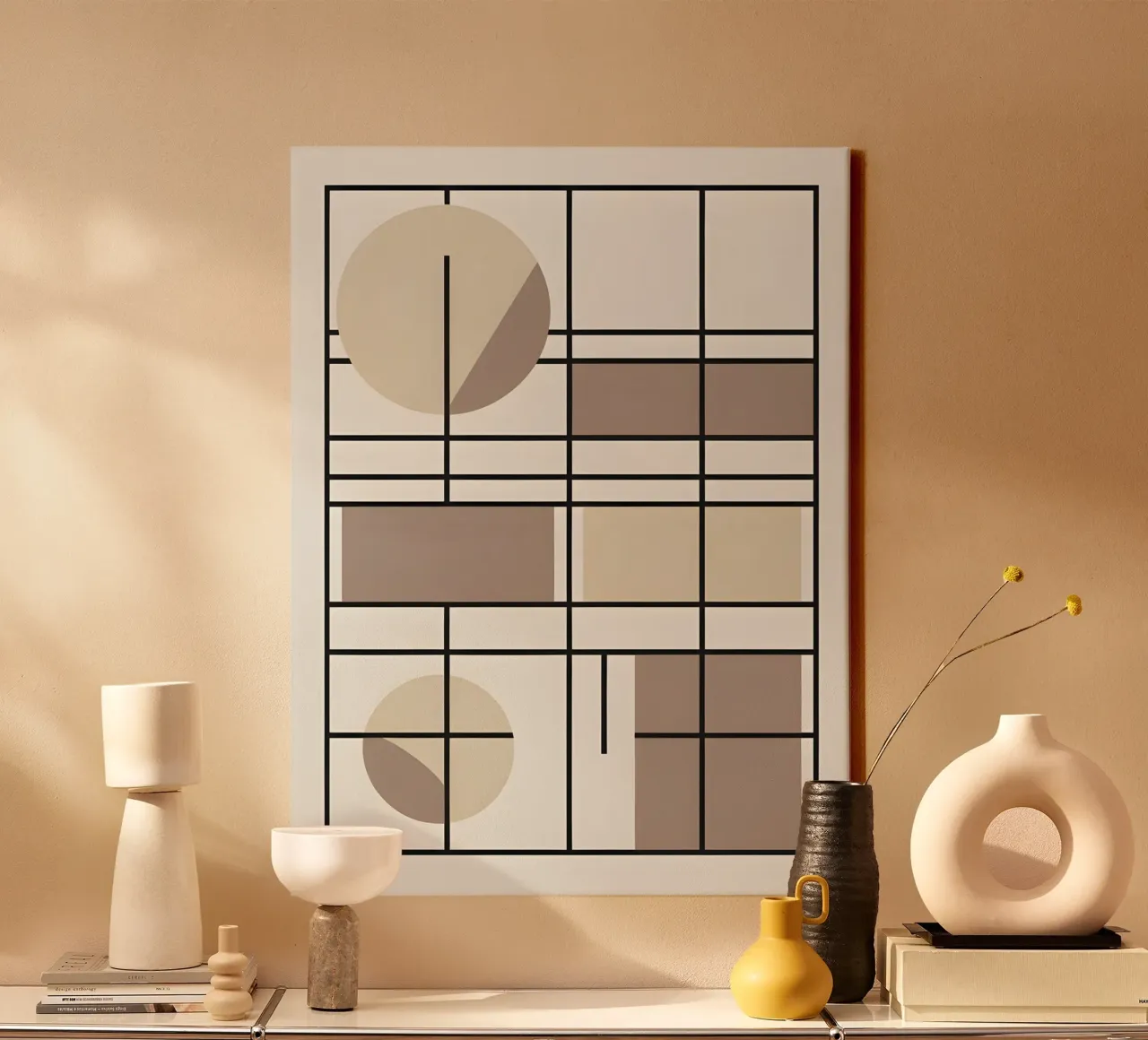 Rectangle Grid canvas with Floater frame by The Green Room