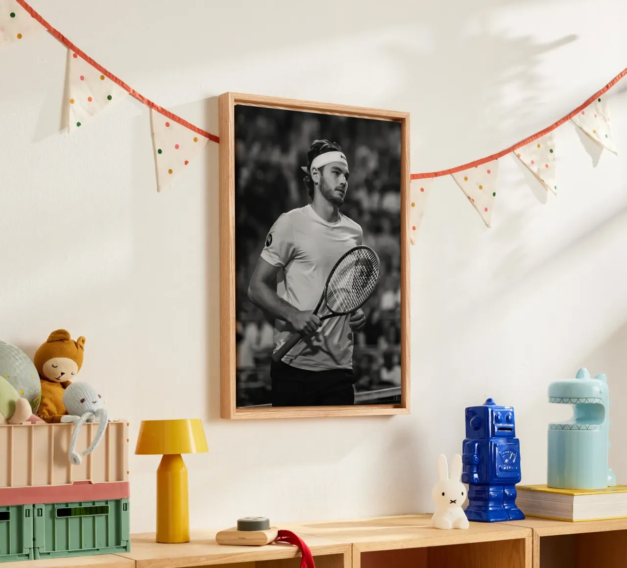Taylor Fritz canvas with Floater frame by Low poly art