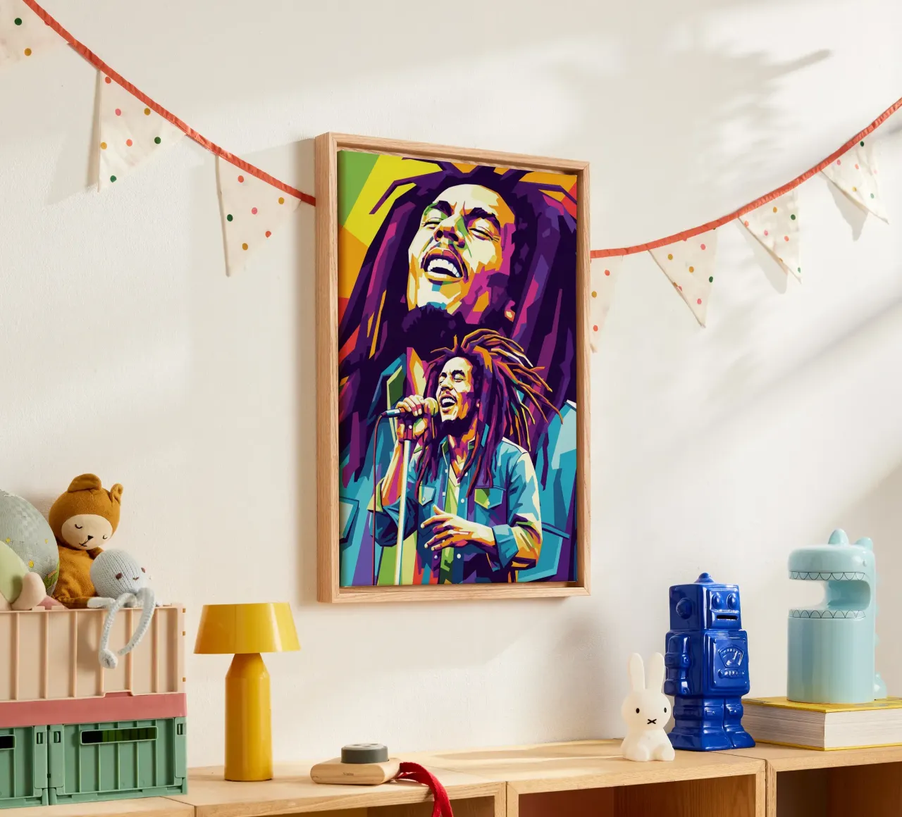 Bob Marley the legend of reggae music canvas with Floater frame by Hantamrata