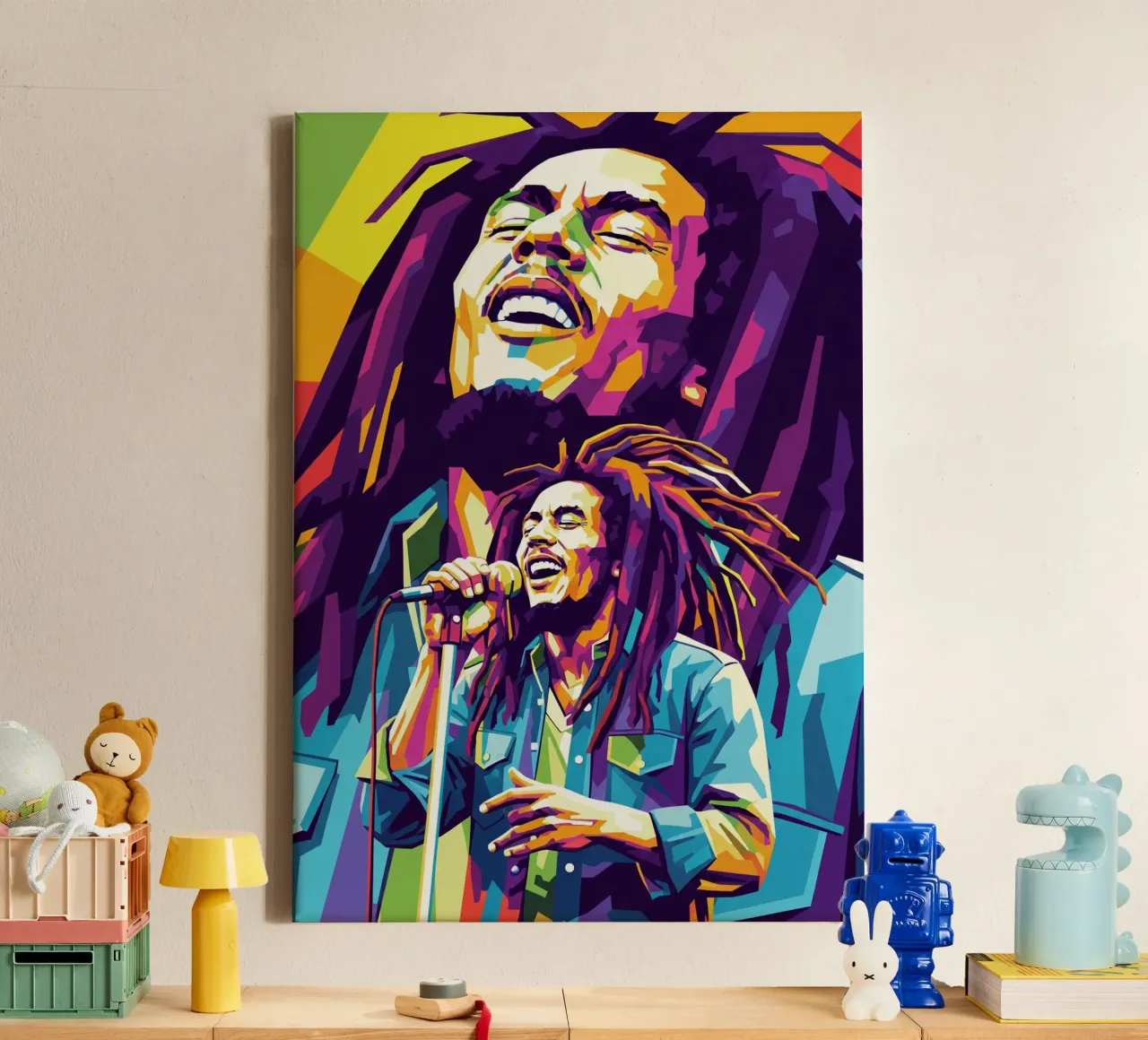 Bob Marley the legend of reggae music canvas with Floater frame by Hantamrata