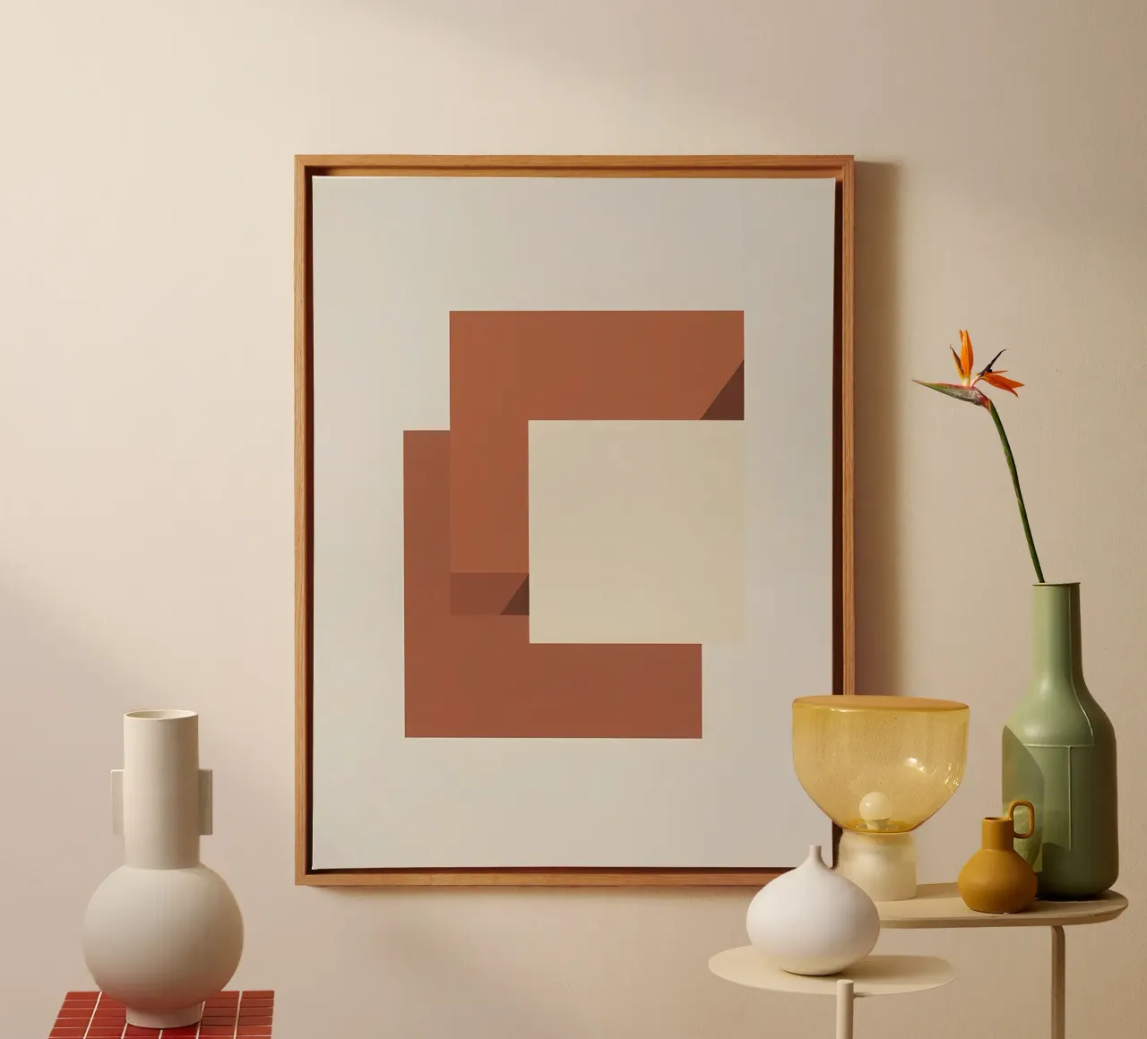 Abstract Squares canvas with Floater frame by The Green Room