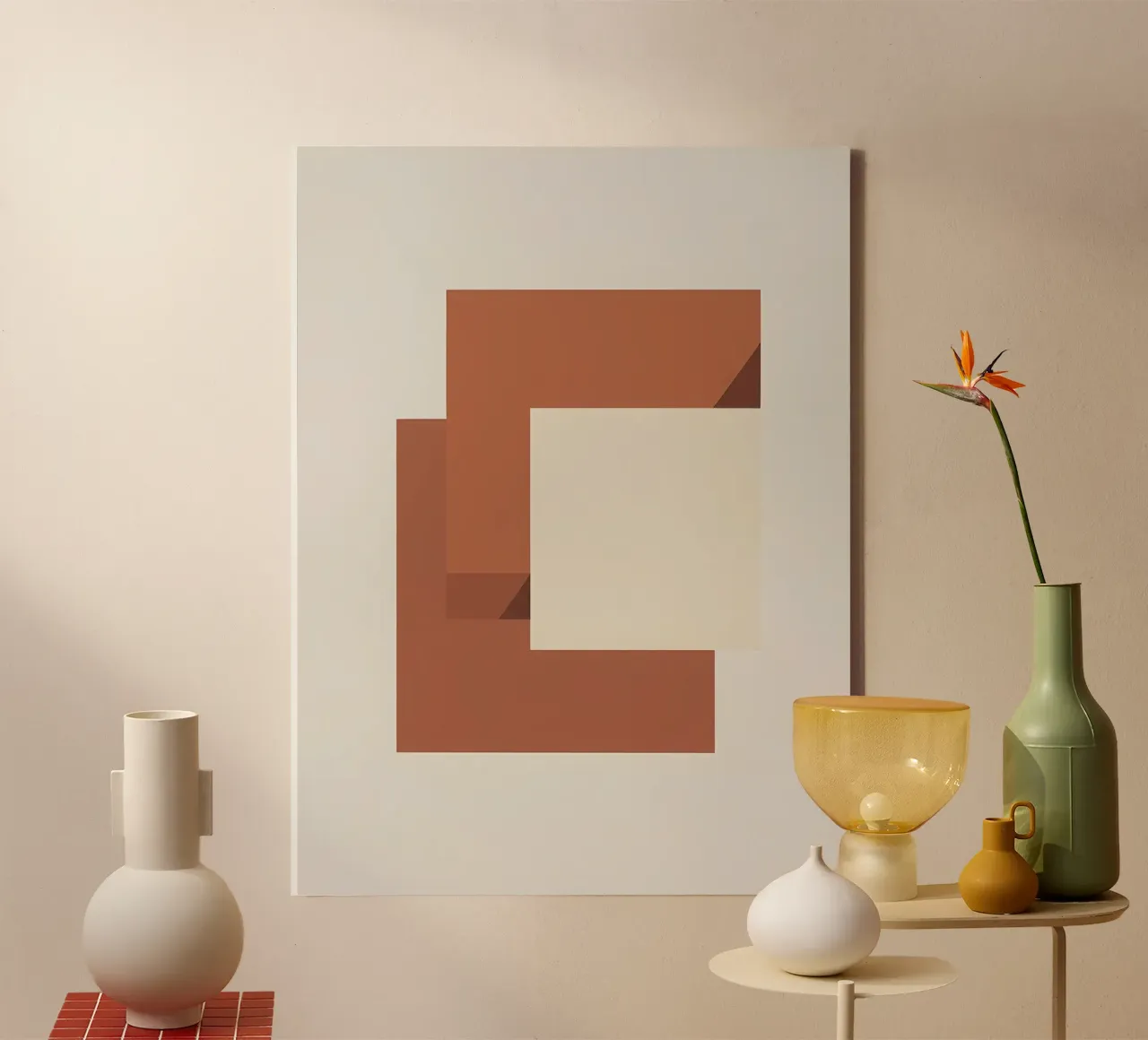 Abstract Squares canvas with Floater frame by The Green Room