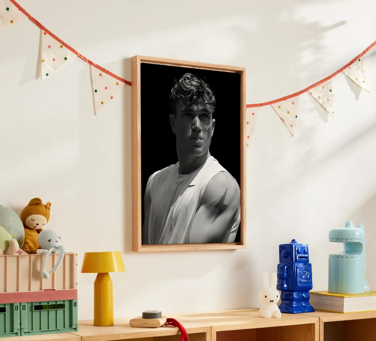 Jack Draper, canvas with Floater frame by Low poly art
