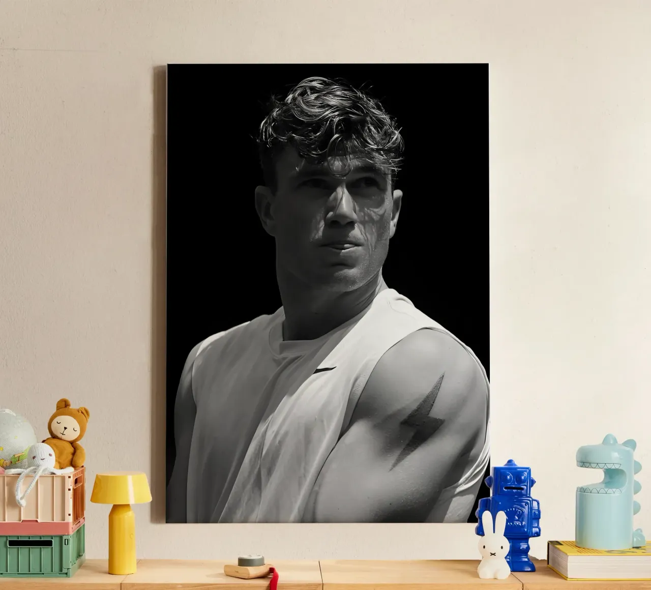 Jack Draper, canvas with Floater frame by Low poly art