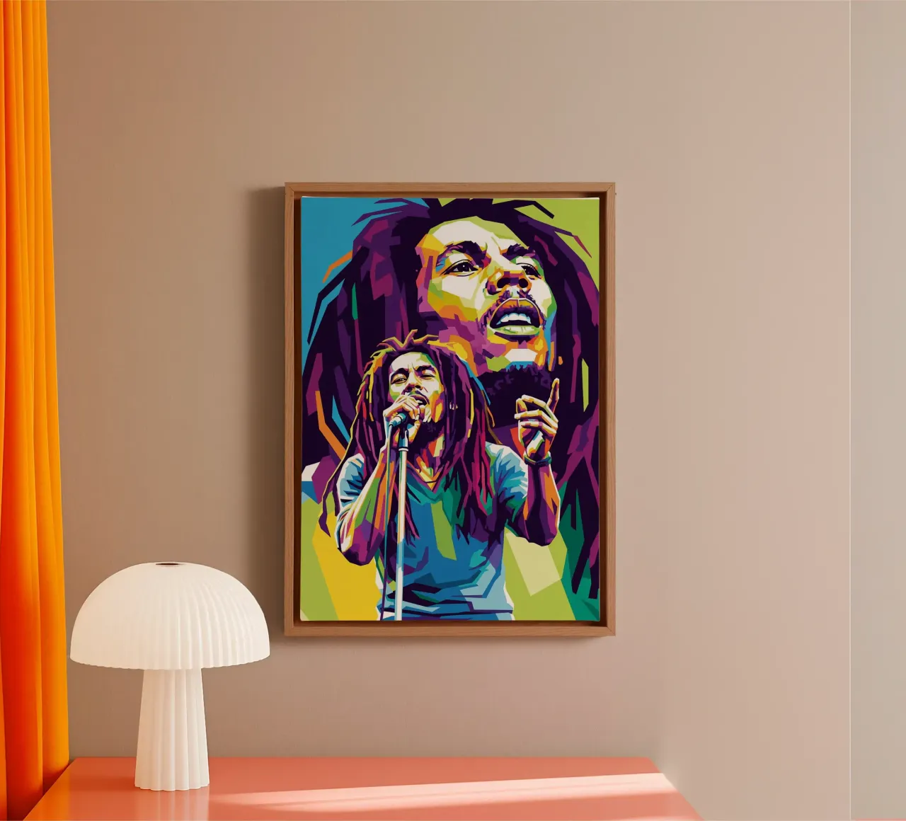 Bob Marley art canvas with Floater frame by Hantamrata