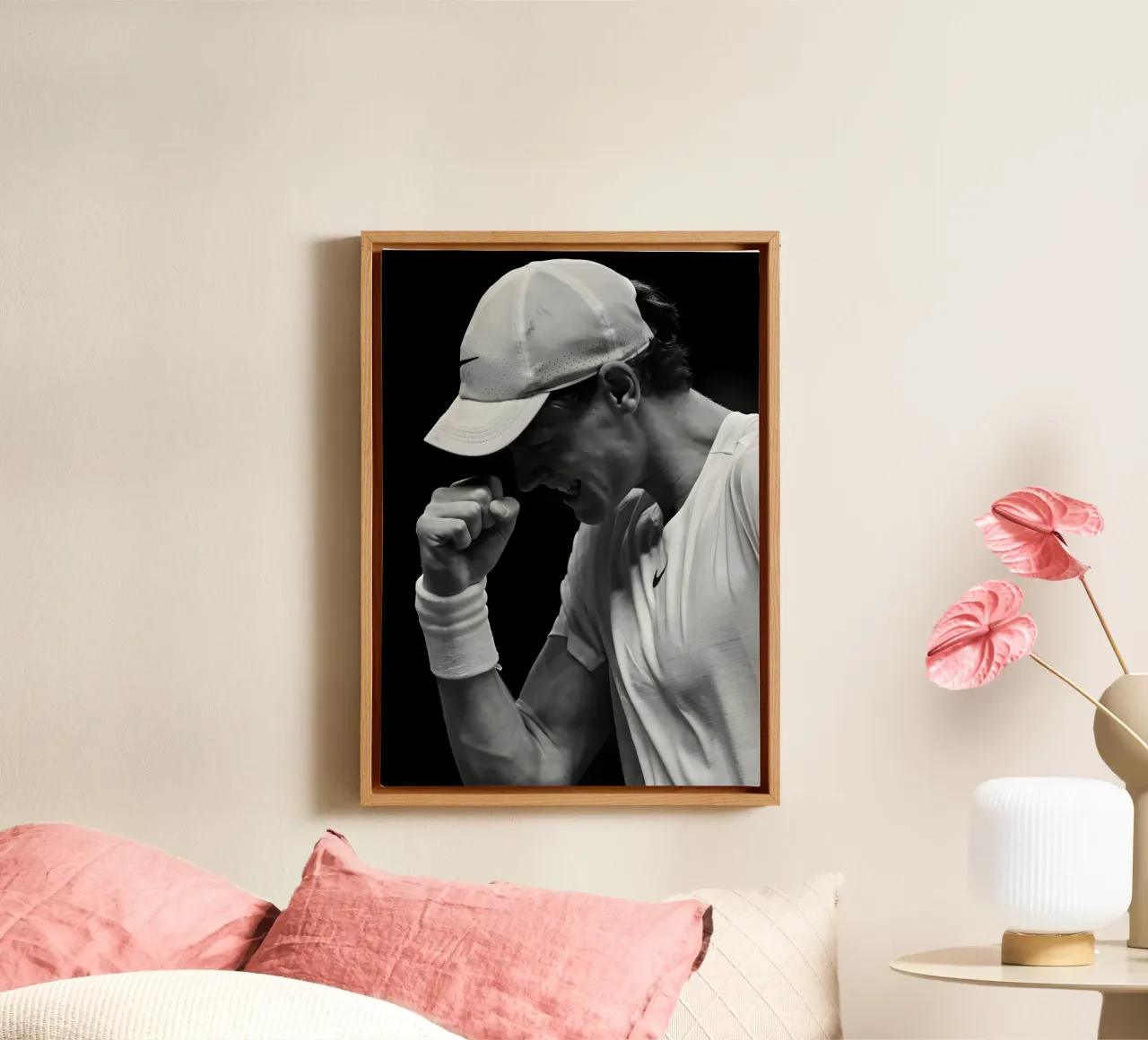 Jannik Sinner canvas with Floater frame by Low poly art