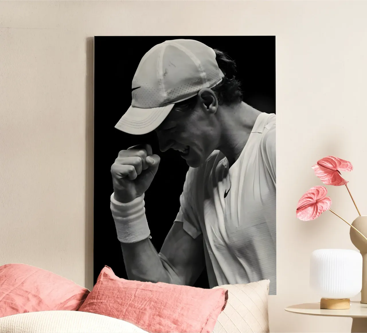 Jannik Sinner canvas with Floater frame by Low poly art