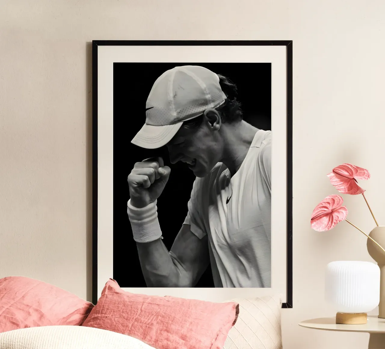 Jannik Sinner poster con telaio in plastica da Low poly art