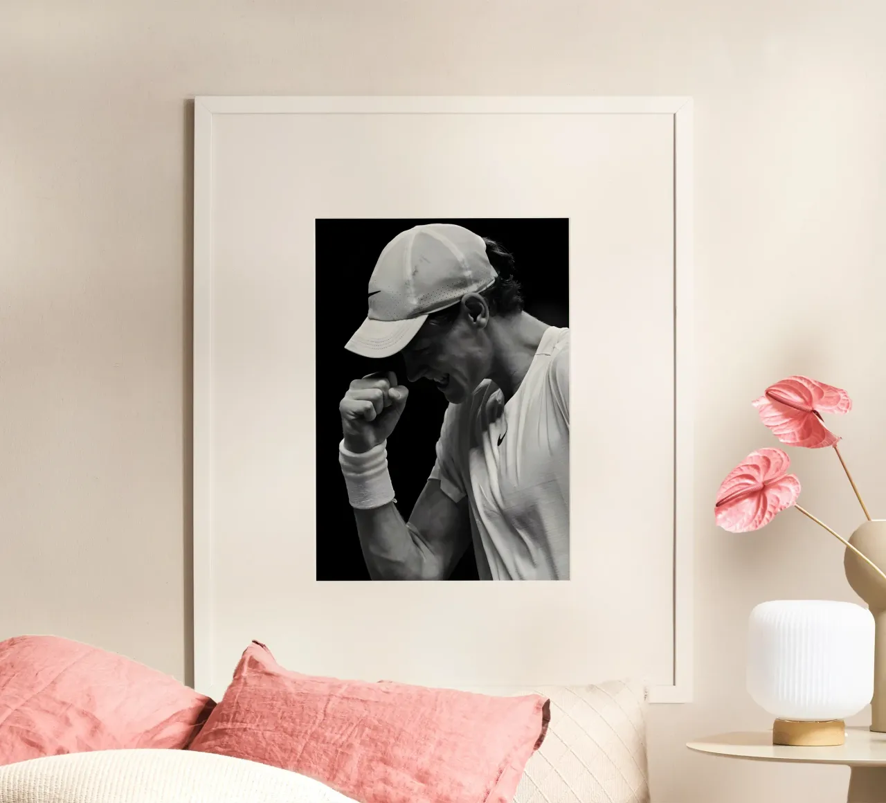Jannik Sinner poster con telaio in plastica da Low poly art