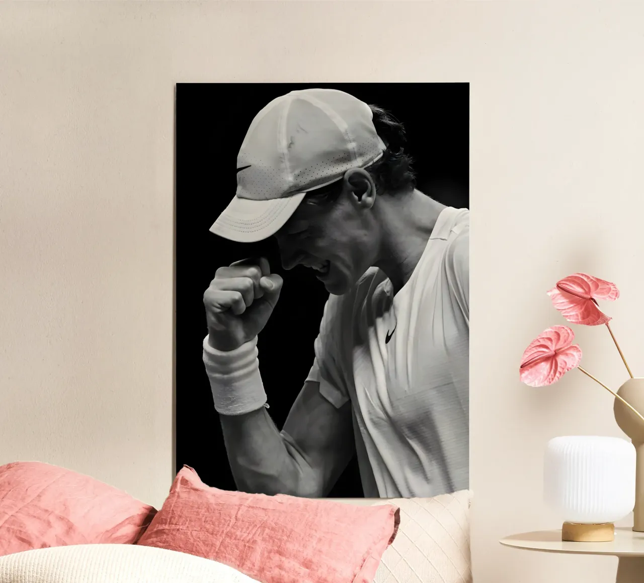Jannik Sinner poster con telaio in plastica da Low poly art