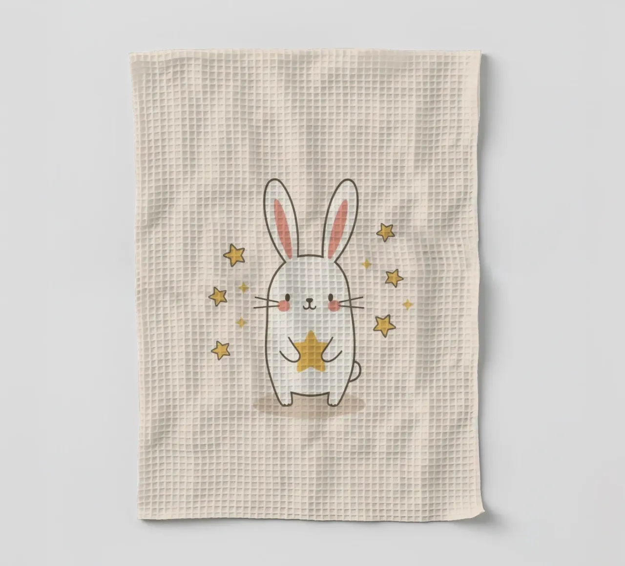 Mignon lapin blanc tenant une étoile torchon de DesignDoodle