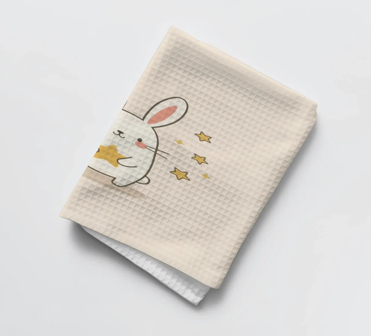 Mignon lapin blanc tenant une étoile torchon de DesignDoodle
