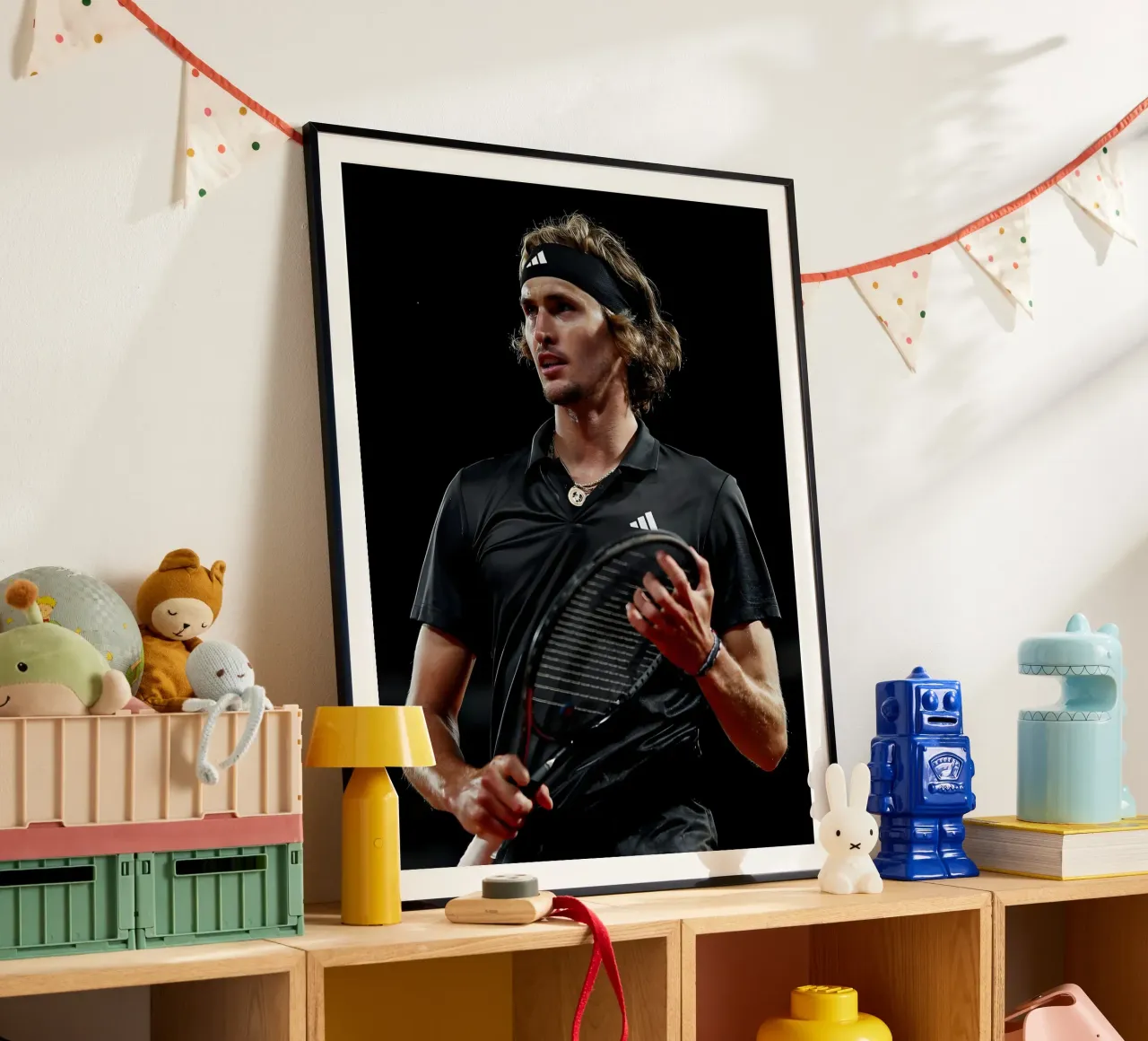 Alexander Zverev poster con telaio in plastica da Low poly art