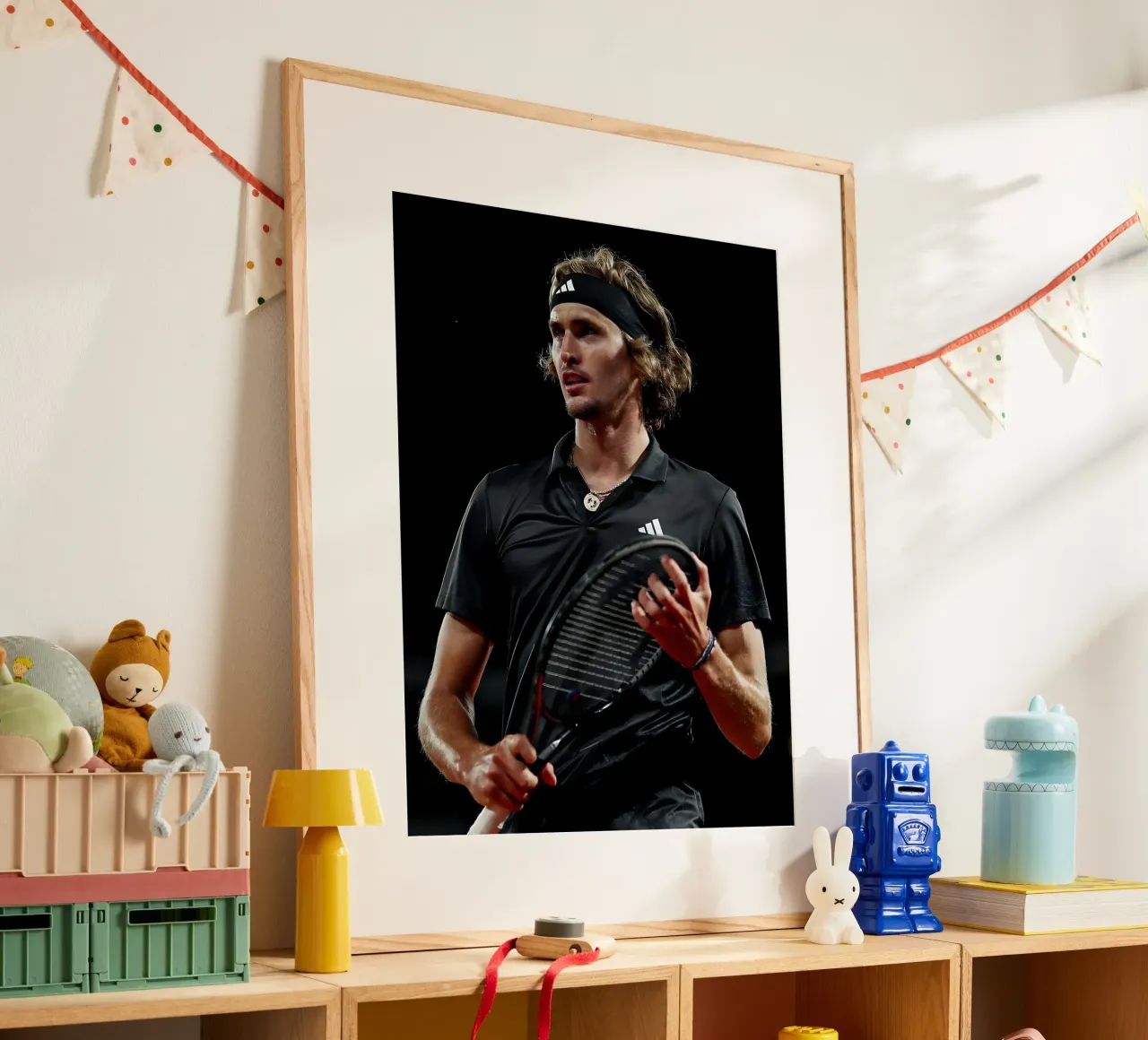 Alexander Zverev poster con telaio in plastica da Low poly art